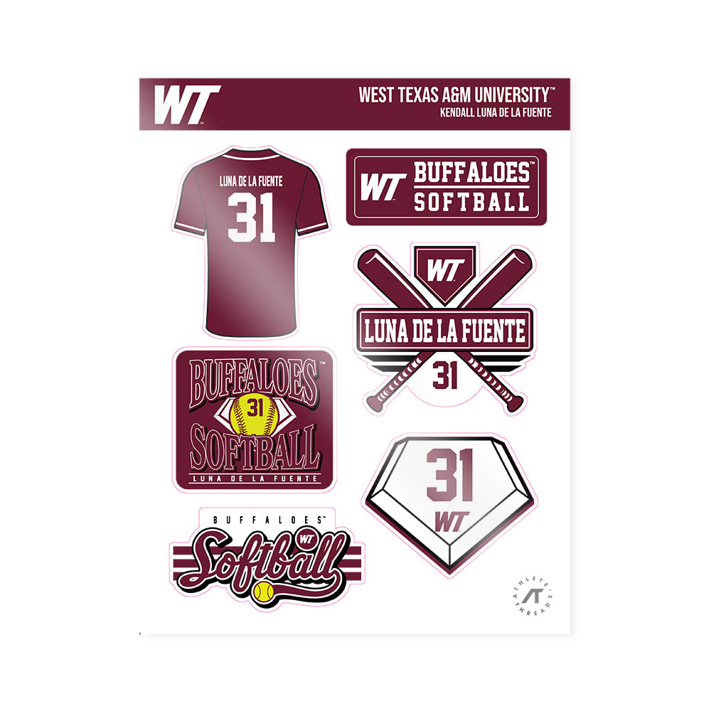 WTAMU - NCAA Softball : Kendall Luna de la Fuente - Sticker Sheet-0
