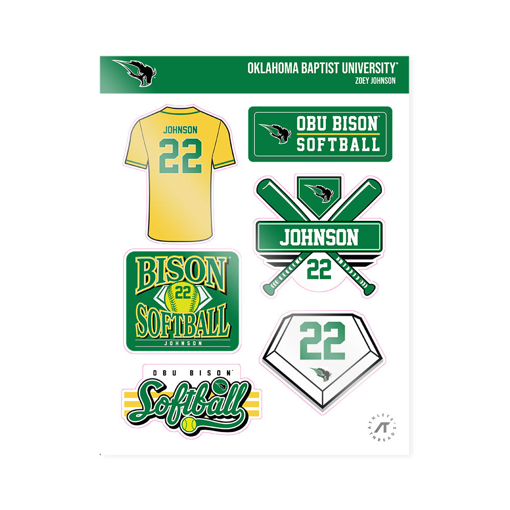 OKBU - NCAA Softball : zoey johnson - Sticker Sheet-0