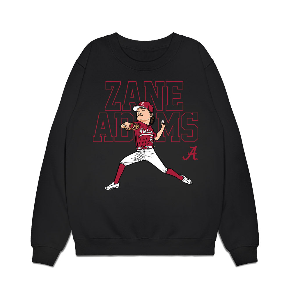 Alabama - NCAA Baseball : Zane Adams - Caricature Premium Crewneck Sweatshirt-0