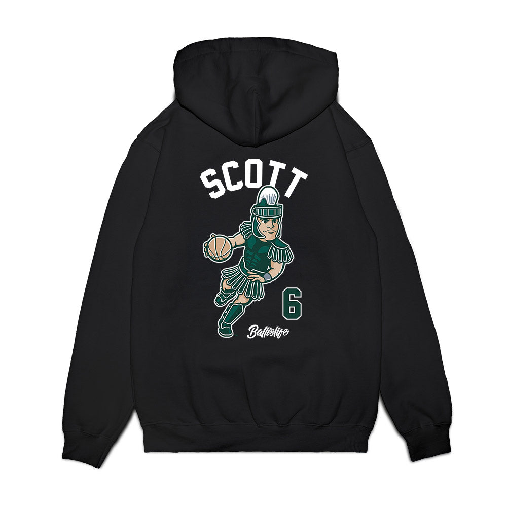 Michigan State - NCAA Men's Basketball : Jordan Scott - Ball is Life Premium Hooded Sweatshirt-1