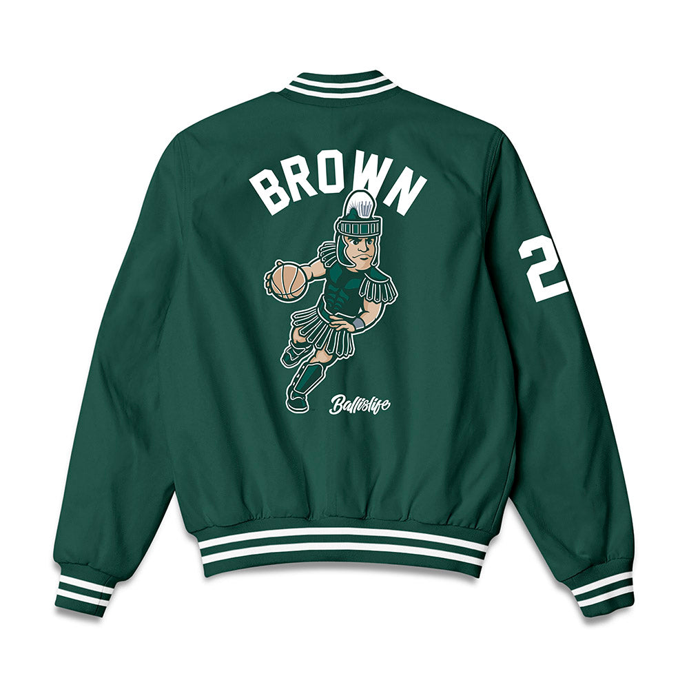 Michigan State - NCAA Women's Basketball : Jalyn Brown - Ball is Life Bomber Jacket-1