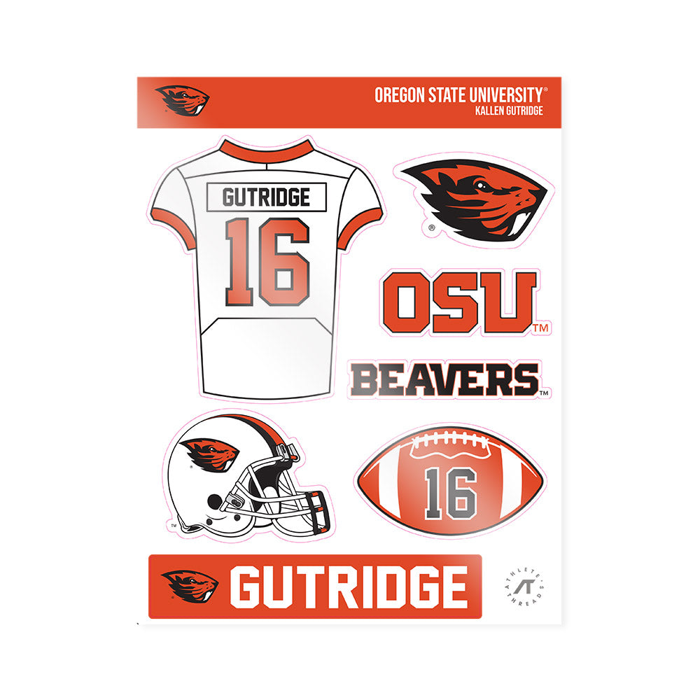 Oregon State - NCAA Football : Kallen Gutridge - Sticker Sheet-0