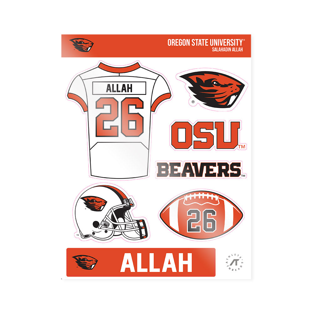 Oregon State - NCAA Football : Salahadin Allah - Sticker Sheet-0