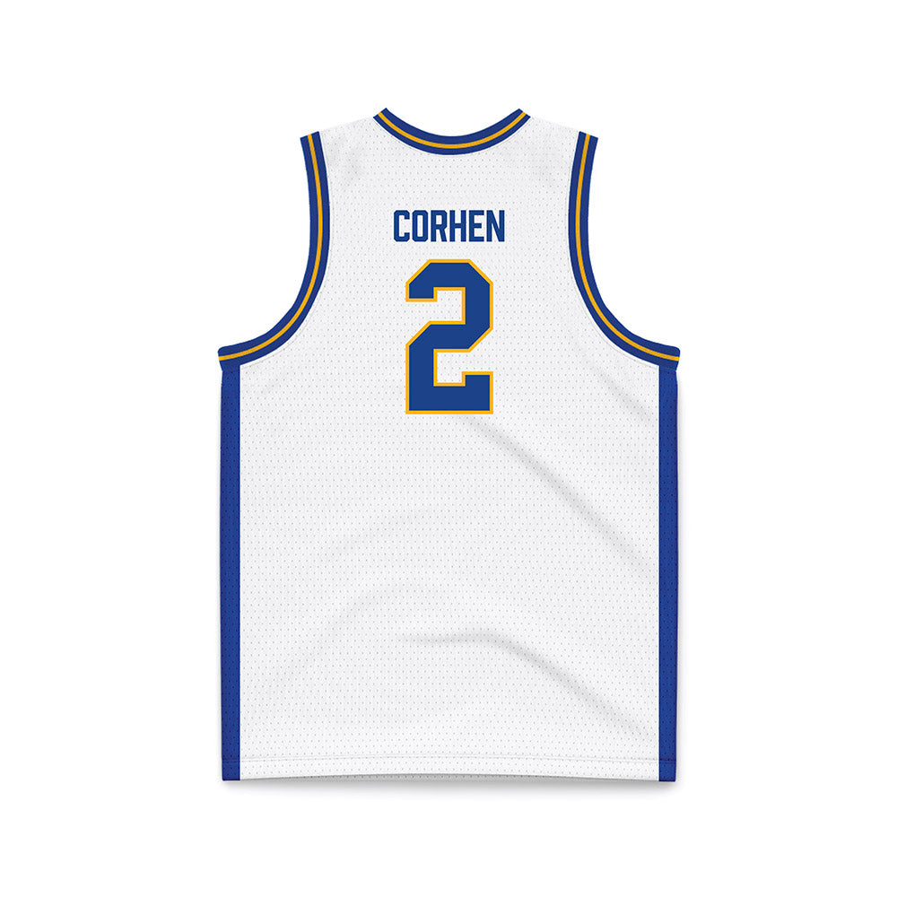 Pittsburgh - NCAA Men's Basketball : Cam Corhen - White Basketball Jersey-1