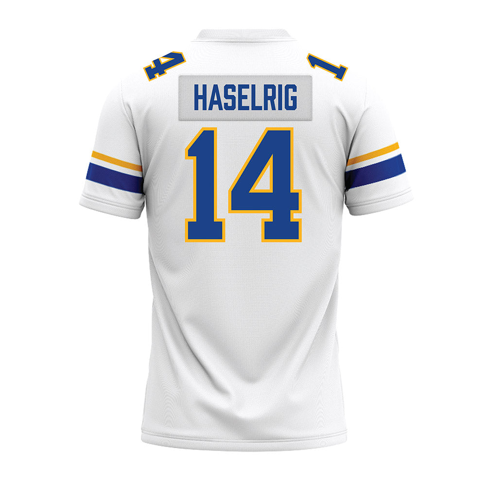 Pittsburgh - NCAA Football : Benny Haselrig - White Premium Football Jersey-1