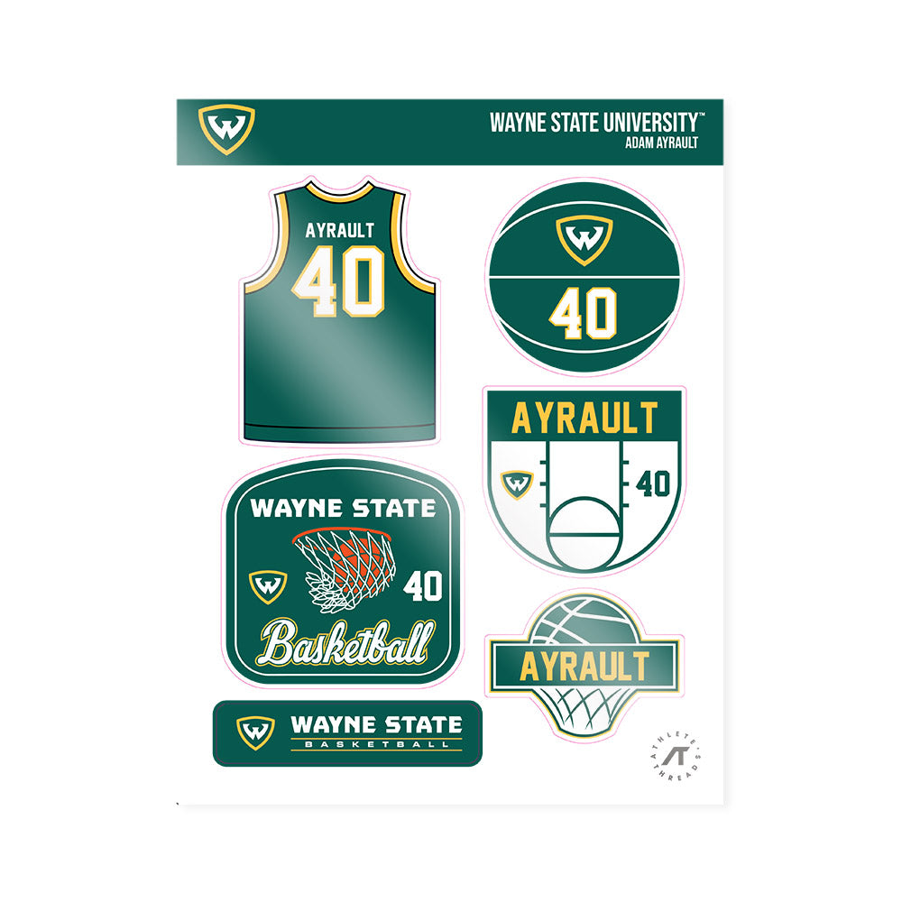 Wayne State - NCAA Men's Basketball : Adam Ayrault - Sticker Sheet-0