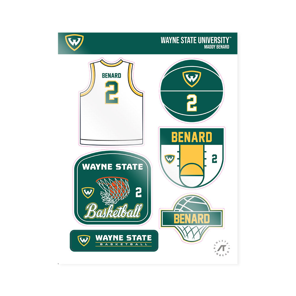 Wayne State - NCAA Women's Basketball : Maddy Benard - Sticker Sheet-0