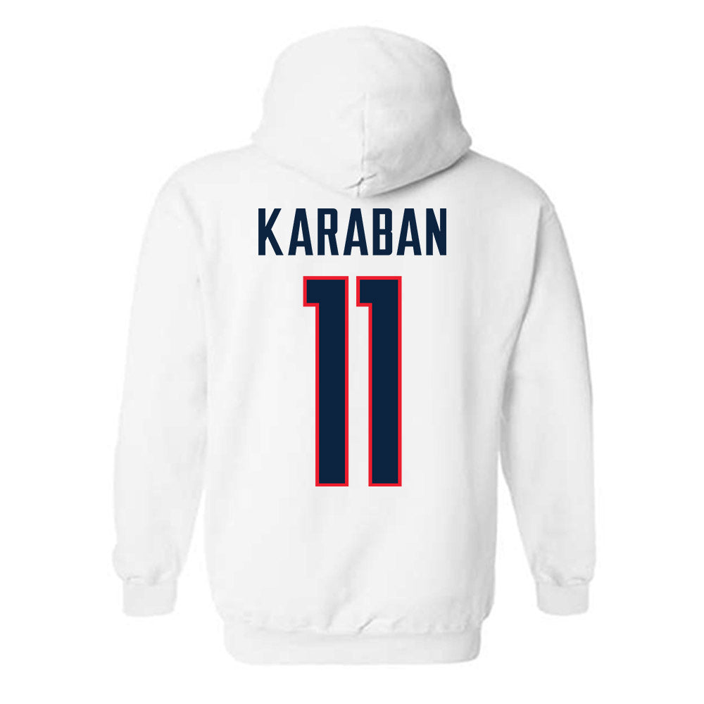 UConn - NCAA Men's Basketball : Alex Karaban - NCAA® March Madness® 2025 Shersey Hooded Sweatshirt-1