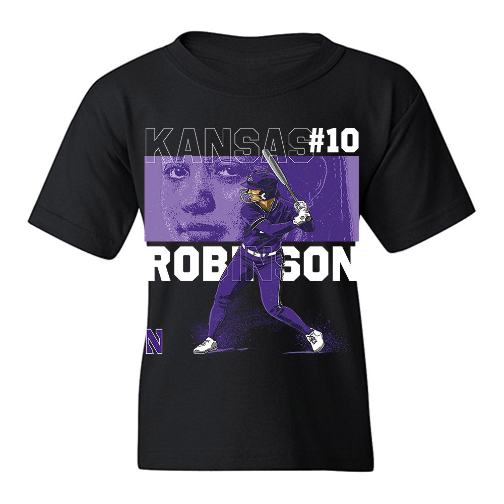 Northwestern - NCAA Softball : Kansas Robinson - Caricature Youth T-Shirt-0