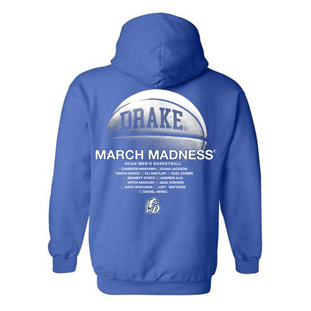 Drake - NCAA Men's Basketball : - NCAA® March Madness® 2025 Roster Hooded Sweatshirt-1