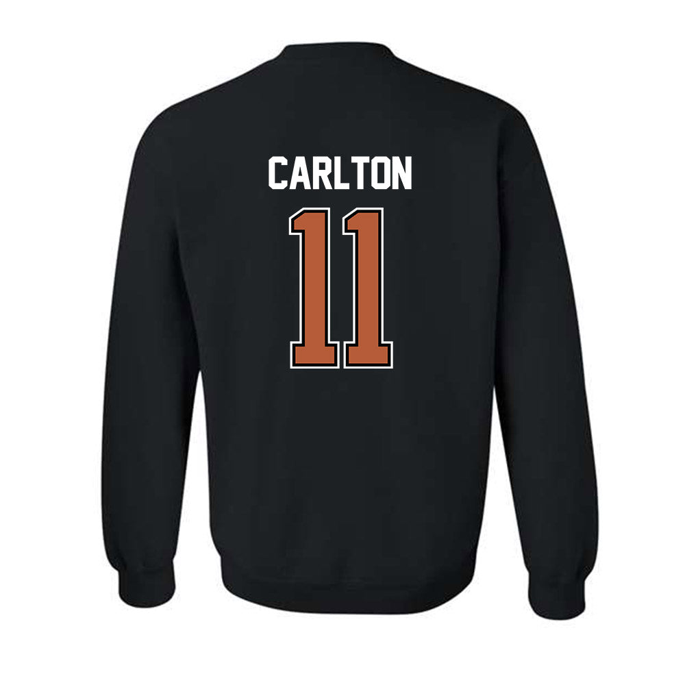 Texas - NCAA Women's Basketball : Justice Carlton - NCAA® March Madness® 2025 Shersey Crewneck Sweatshirt-1