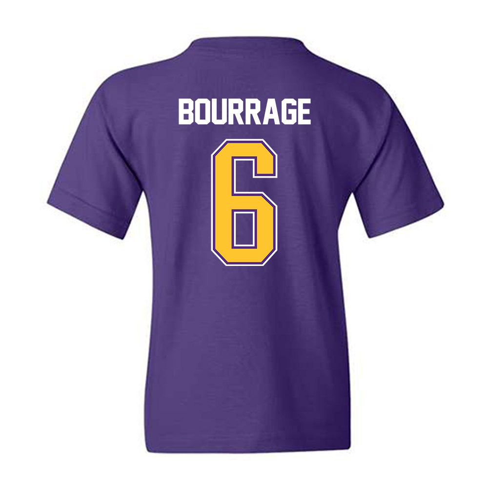 LSU - NCAA Women's Basketball : Divine Bourrage - NCAA® March Madness® 2025 Shersey Youth T-Shirt-1