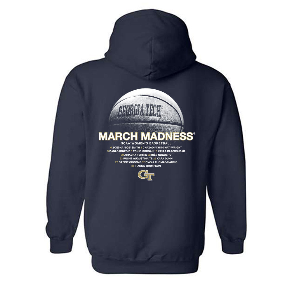 Georgia Tech - NCAA Women's Basketball : - NCAA® March Madness® 2025 Roster Hooded Sweatshirt-1