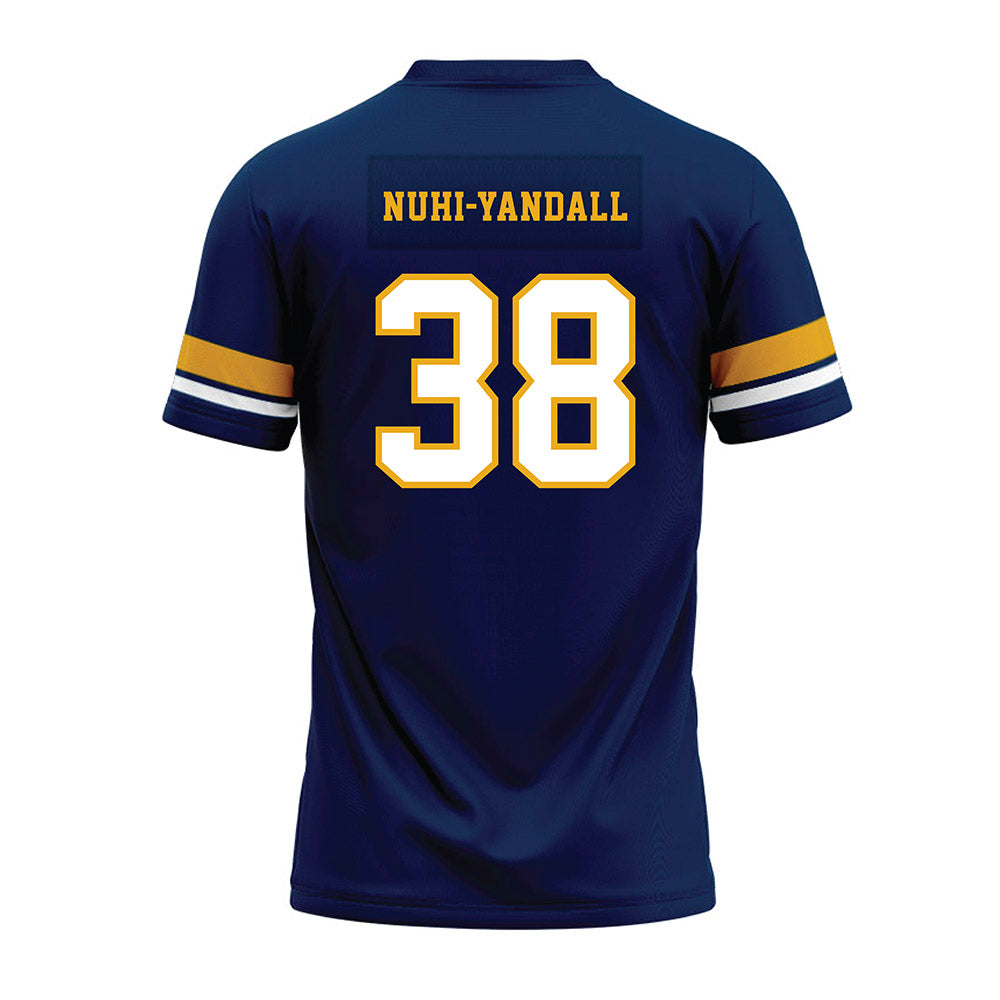 West Virginia - NCAA Football : Caleb Nuhi-Yandall - Blue Premium Football Jersey-1