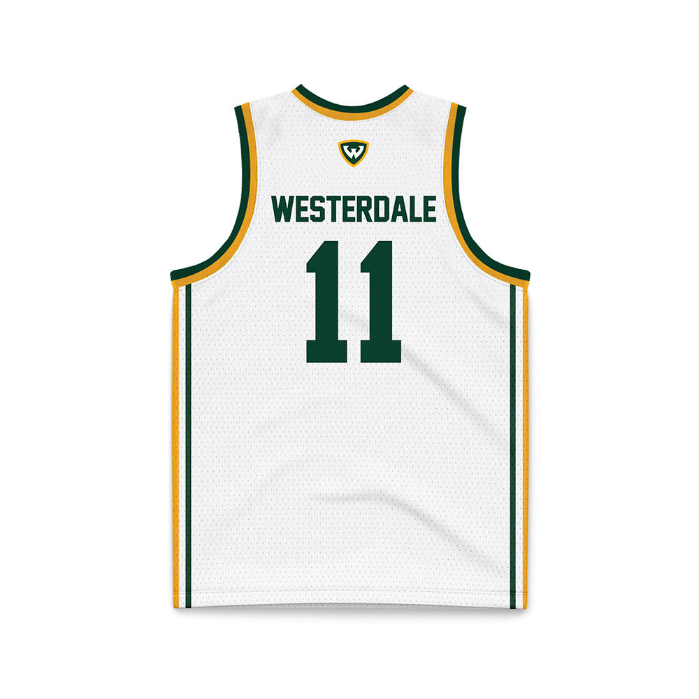 Wayne State - NCAA Men's Basketball : Luke Westerdale - White Basketball Jersey-1