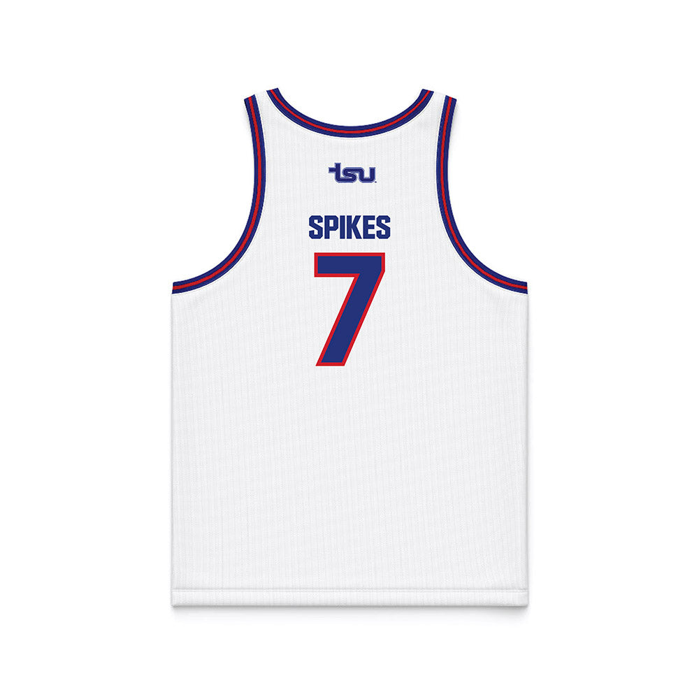 TN State - NCAA Men's Basketball : Jabrion Spikes - White Basketball Jersey-1