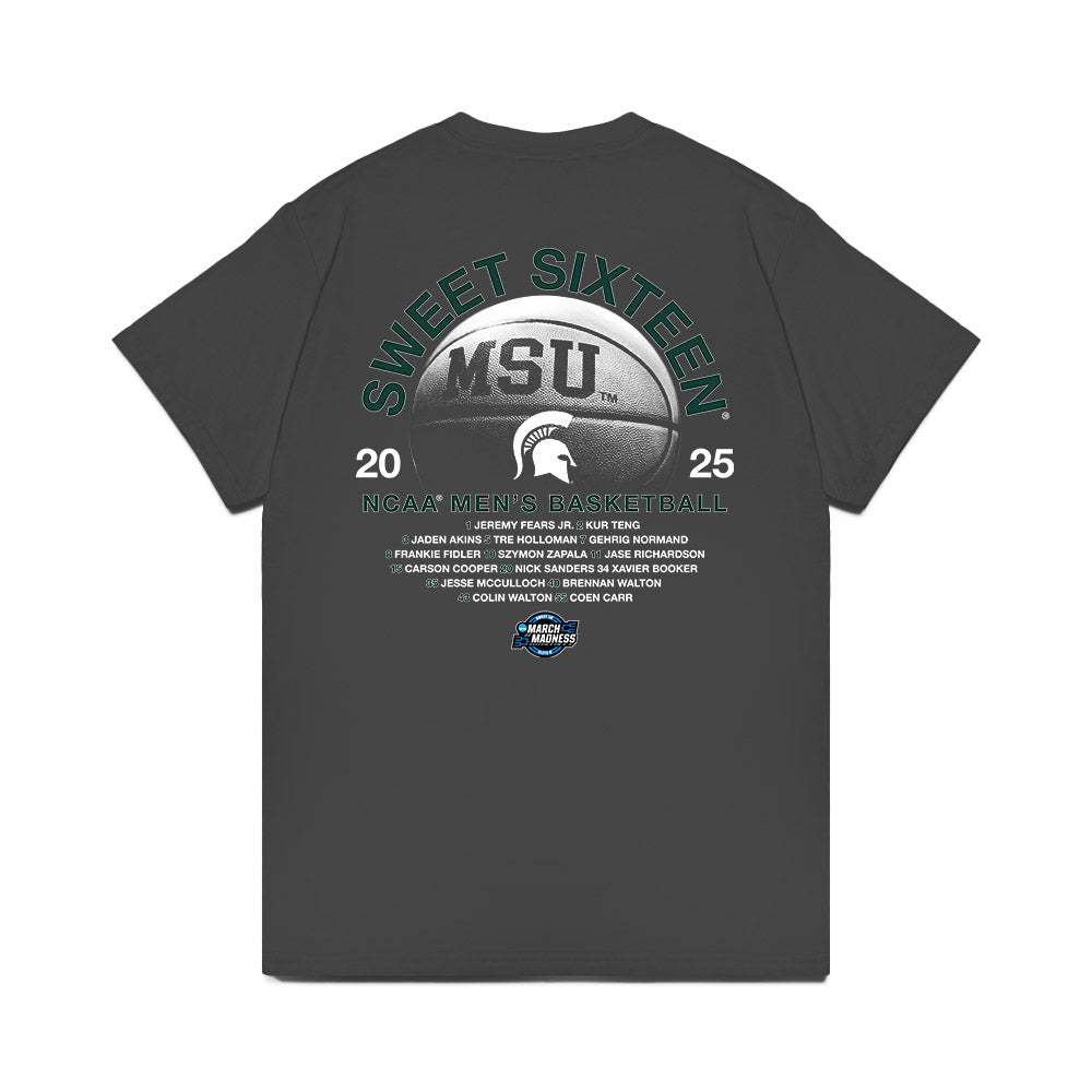 Michigan State - NCAA Men's Basketball : - NCAA® March Madness® 2025 Sweet 16 Roster Premium T-Shirt-1