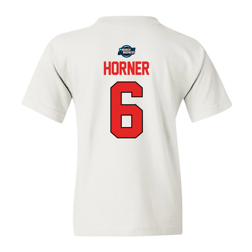 Texas Tech - NCAA Men's Basketball : Leon Horner - NCAA® March Madness® 2025 Sweet Sixteen Shersey Youth T-Shirt-1