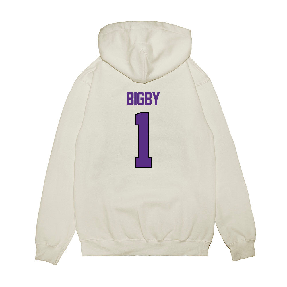TCU - NCAA Women's Basketball : Taylor Bigby - NCAA® March Madness® 2025 Sweet 16 Shersey Premium Hooded Sweatshirt-1
