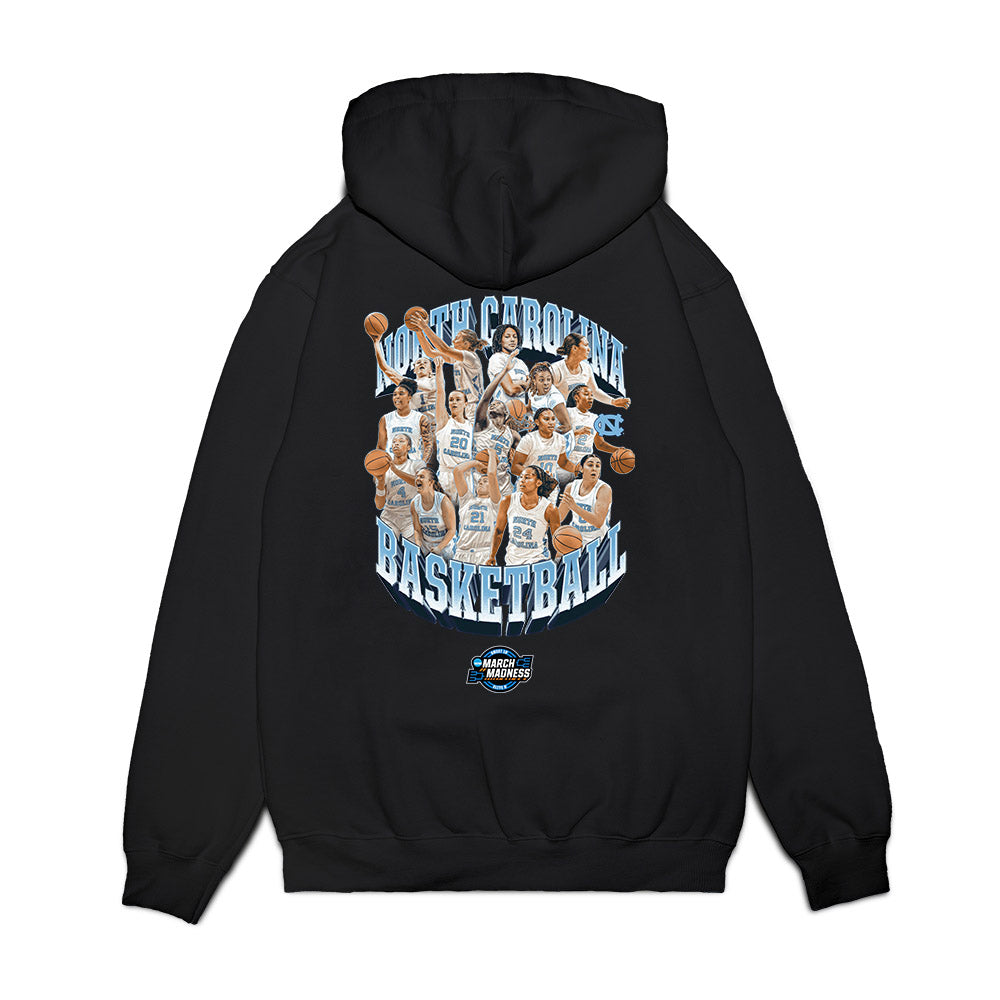 UNC - NCAA Women's Basketball : - NCAA® March Madness® 2025 Sweet 16 Team Premium Hooded Sweatshirt-1
