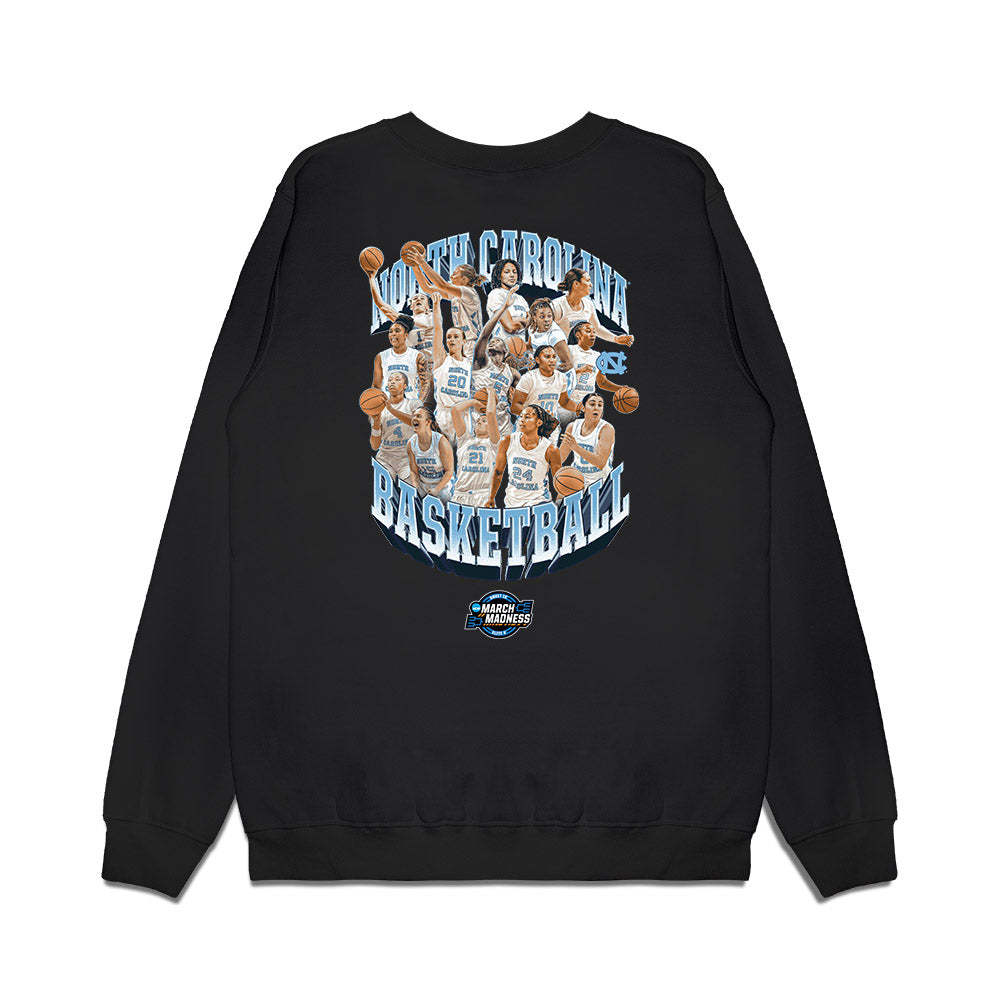 UNC - NCAA Women's Basketball : - NCAA® March Madness® 2025 Sweet 16 Team Premium Crewneck Sweatshirt-1