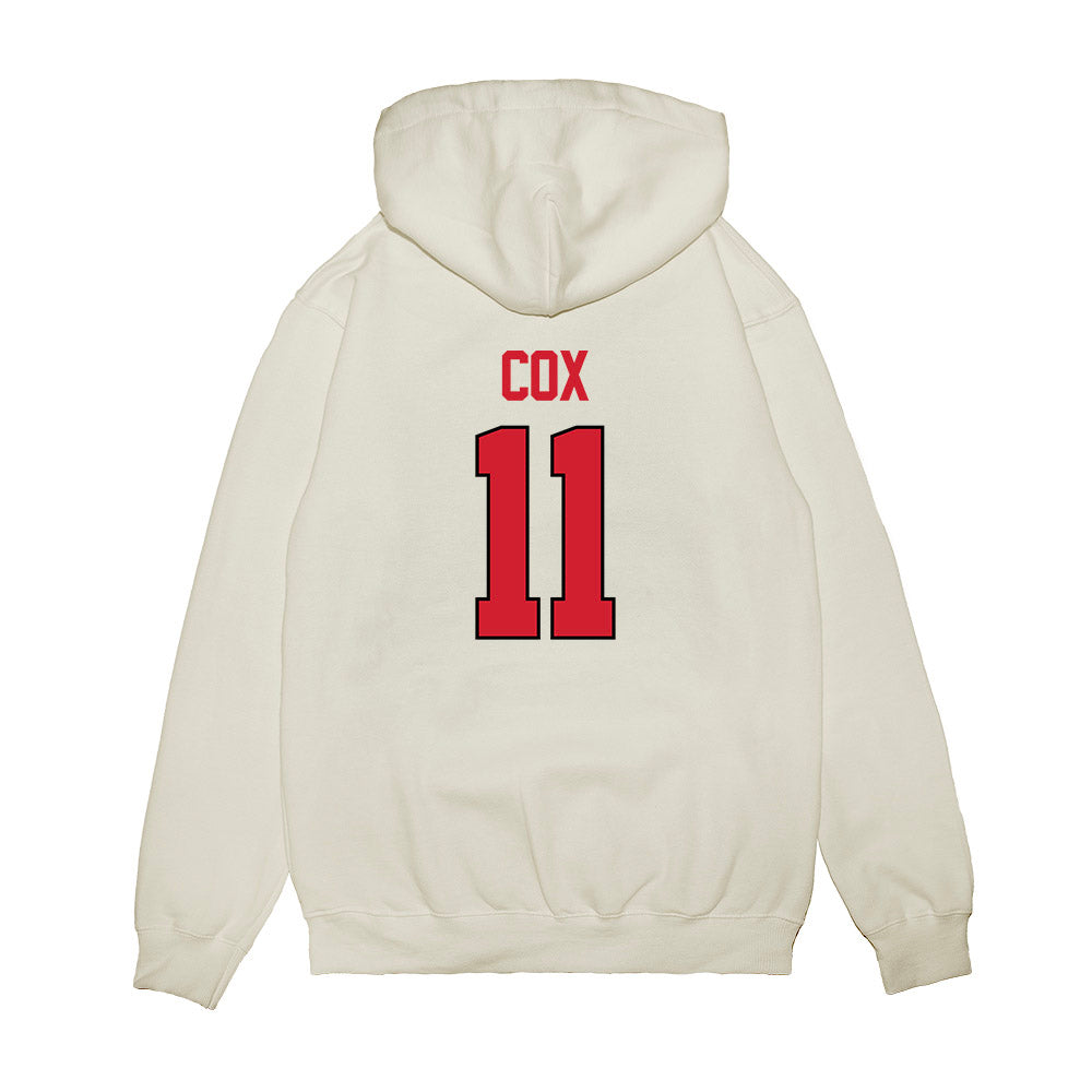 NC State - NCAA Women's Basketball : Madison Cox - NCAA® March Madness® 2025 Sweet 16 Shersey Premium Hooded Sweatshirt-1