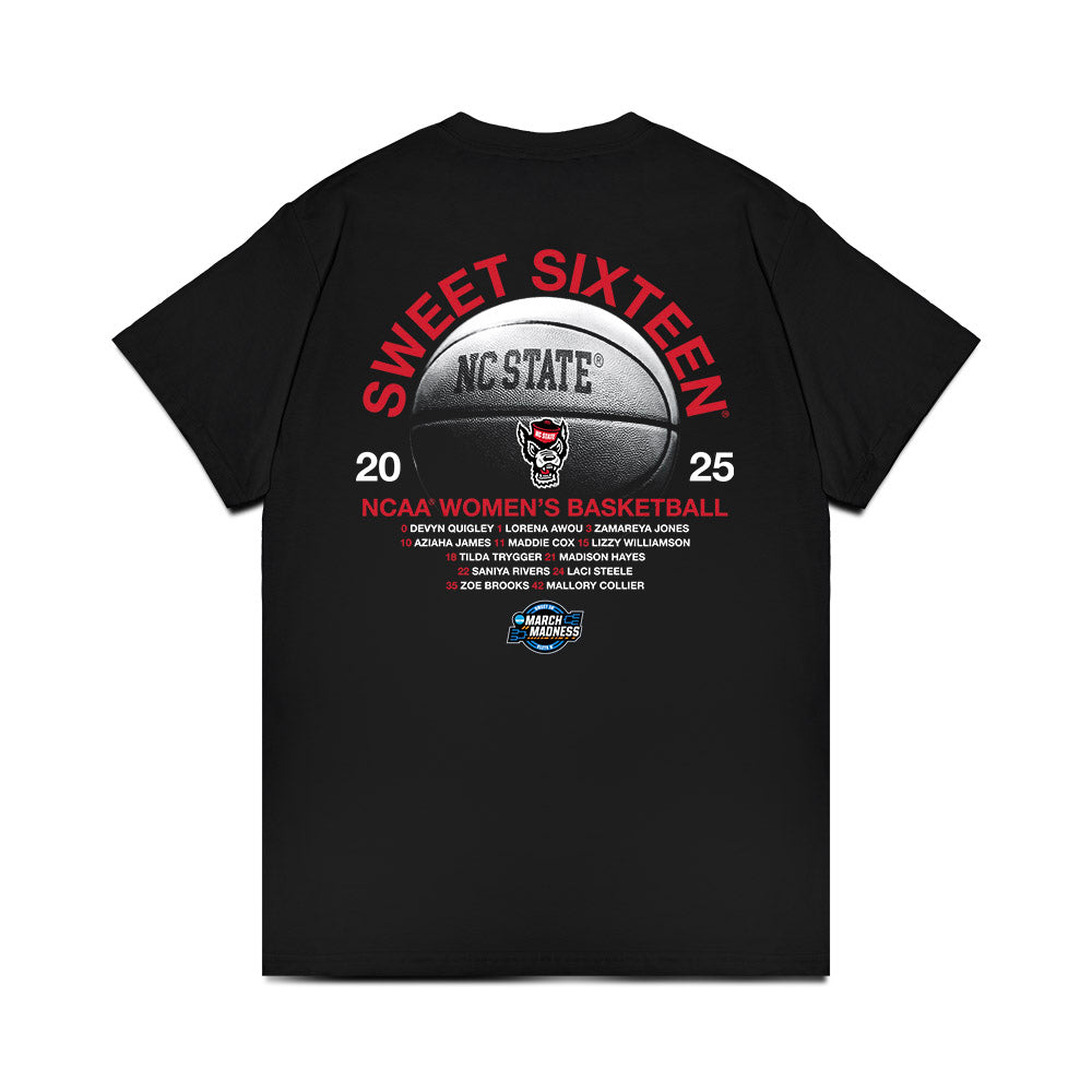 NC State - NCAA Women's Basketball : - NCAA® March Madness® 2025 Sweet 16 Roster Premium T-Shirt-1