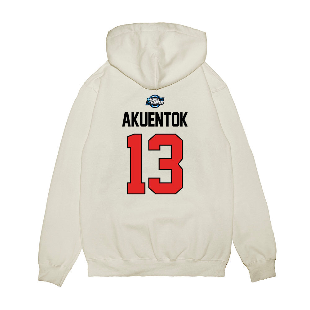 Texas Tech - NCAA Men's Basketball : Marial Akuentok - NCAA® March Madness® 2025 Elite 8 Shersey Premium Hooded Sweatshirt-1