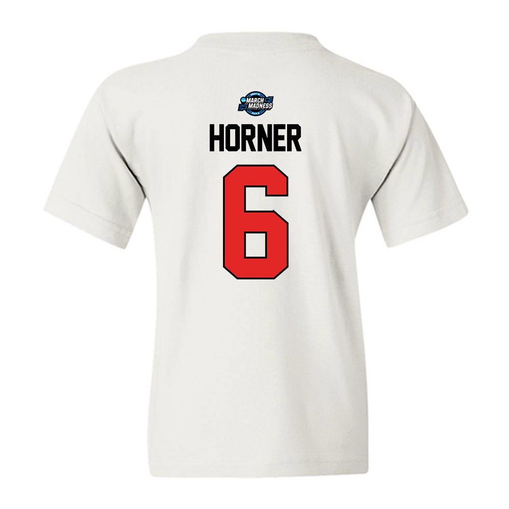 Texas Tech - NCAA Men's Basketball : Leon Horner - NCAA® March Madness® 2025 Elite 8 Shersey Youth T-Shirt-1