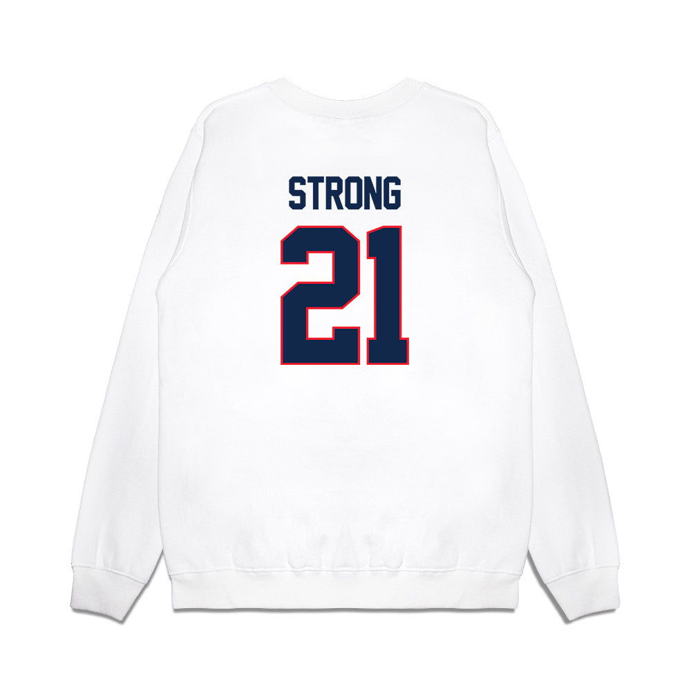 UConn - NCAA Women's Basketball : Sarah Strong - NCAA® March Madness® 2025 Elite 8 Shersey Premium Crewneck Sweatshirt-1