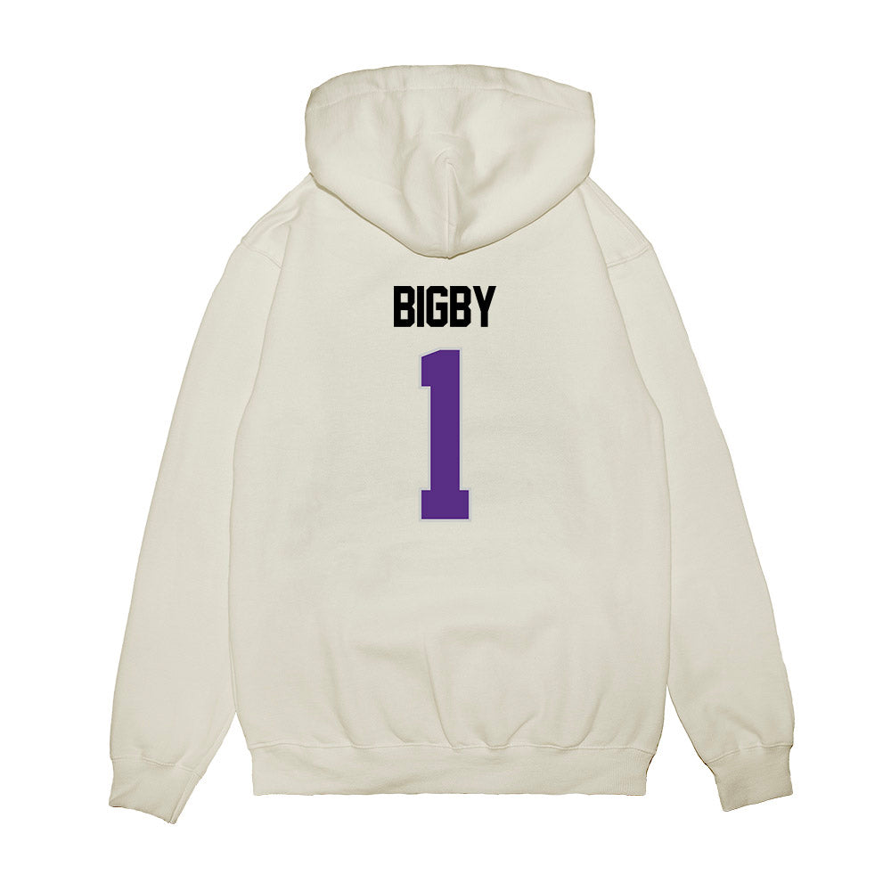 TCU - NCAA Women's Basketball : Taylor Bigby - NCAA® March Madness® 2025 Elite 8 Shersey Premium Hooded Sweatshirt-1