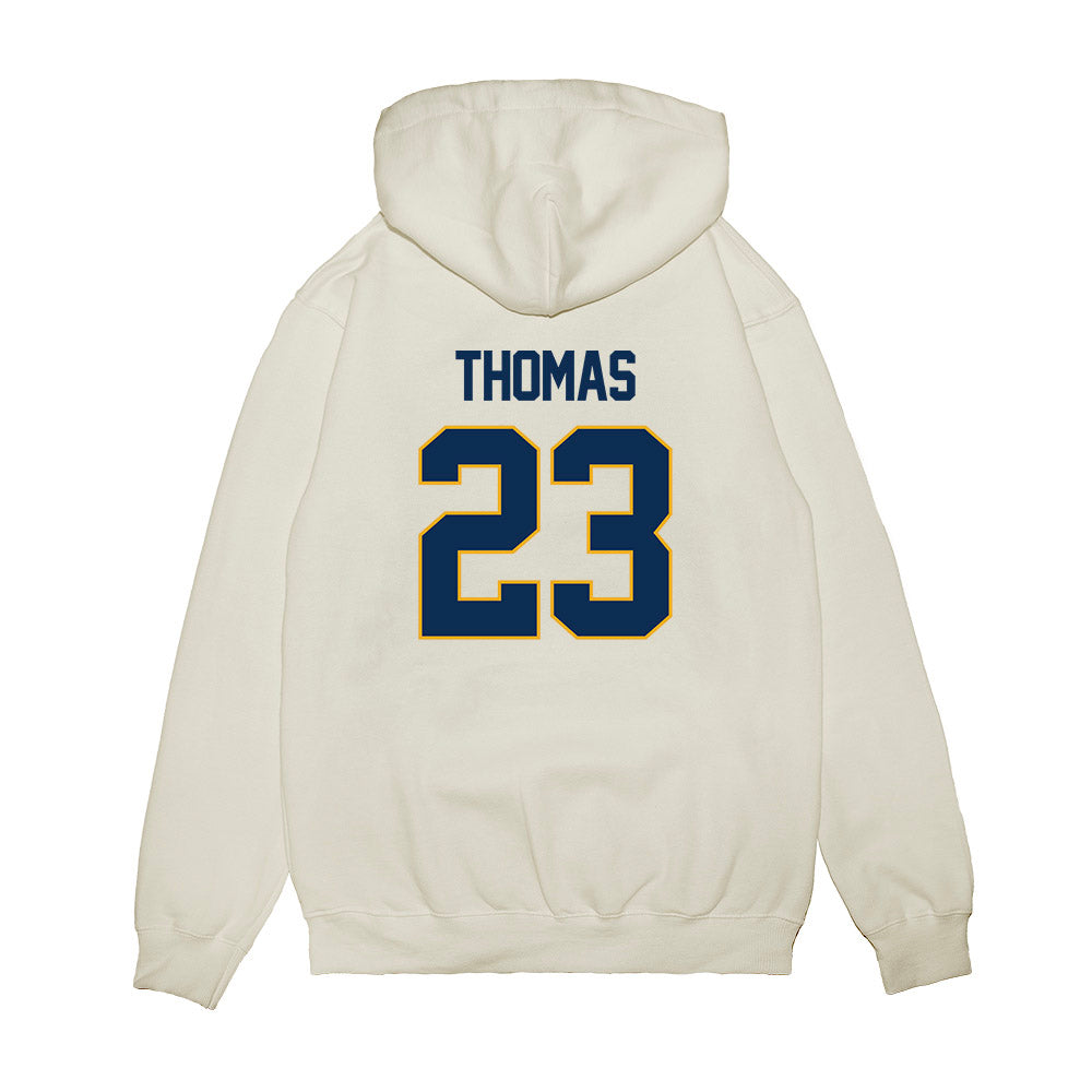 West Virginia - NCAA Women's Basketball : Jordan Thomas - NCAA® March Madness® 2025 Elite 8 Shersey Premium Hooded Sweatshirt-1