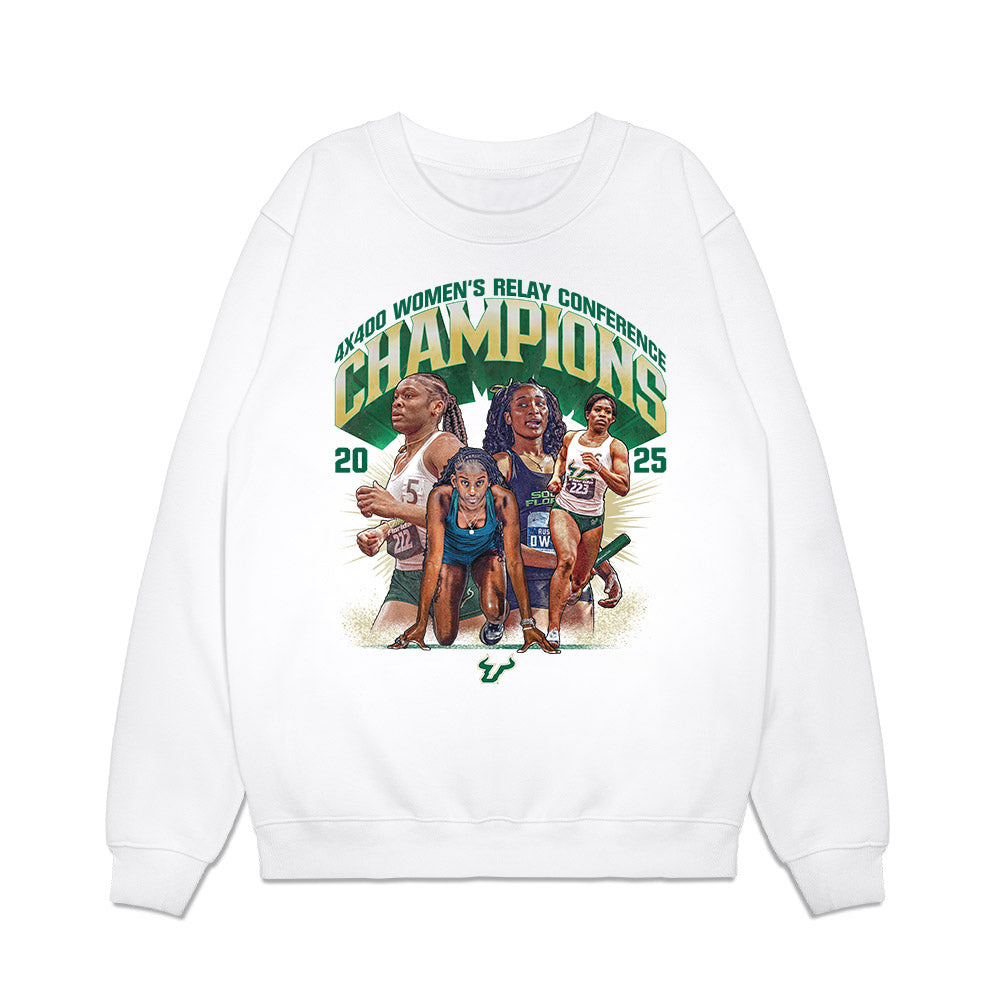USF - NCAA Women's Track & Field : 2025 Champions 4x400 Women's Relay Team Collage Premium Crewneck Sweatshirt-0