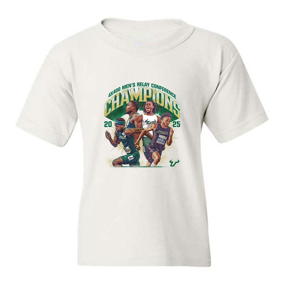 USF - NCAA Men's Track & Field : 2025 Champions 4x400 Men's Relay Team Collage Youth T-Shirt-0