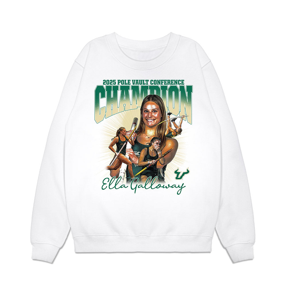 USF - NCAA Women's Track & Field : Ella Galloway - 2025 Champion Pole Vault Collage Premium Crewneck Sweatshirt-0