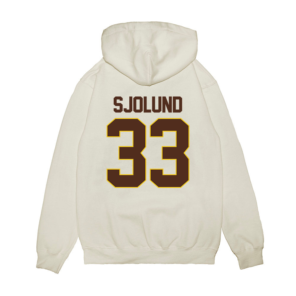 Western Michigan - NCAA Men's Ice Hockey : Samuel Sjolund - NCAA® March Madness® 2025 Frozen Four Shersey Premium Hooded Sweatshirt-1