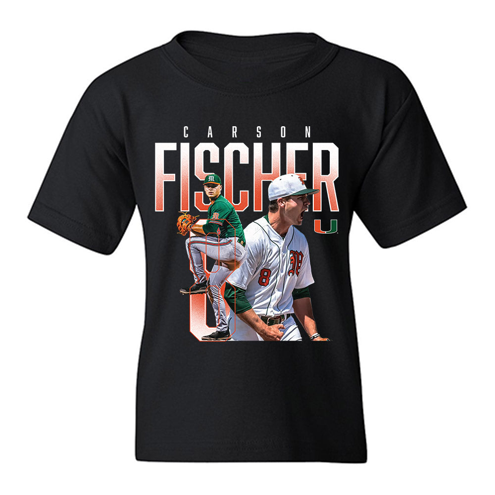 Miami - NCAA Baseball : Carson Fischer - Youth T-Shirt-0