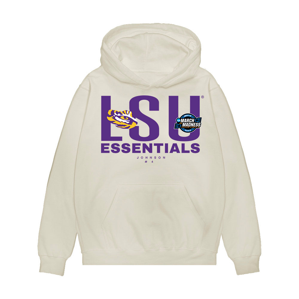 LSU - NCAA Women's Basketball : Flaujae Johnson - NCAA® March Madness® Essentials Elite 8 Premium Hooded Sweatshirt-0