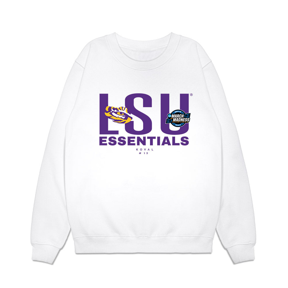 LSU - NCAA Women's Basketball : Kate Koval - NCAA® March Madness® Essentials Elite 8 Premium Crewneck Sweatshirt-0