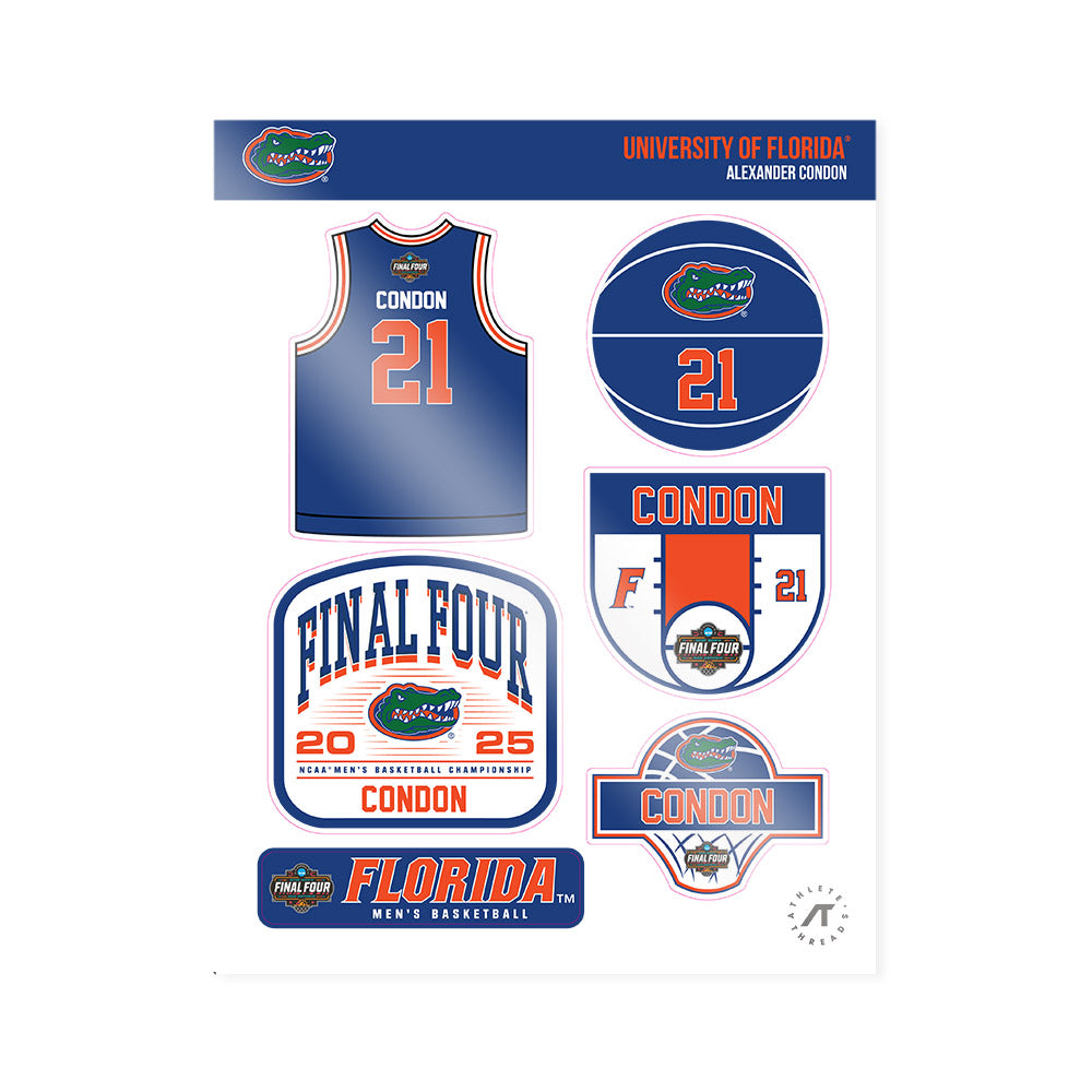 Florida - NCAA Men's Basketball : Alexander Condon - NCAA® March Madness® Final 4 Sticker Sheet-0