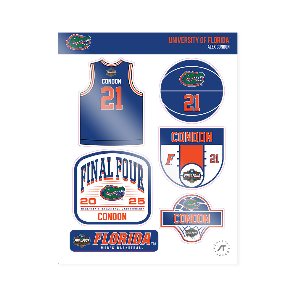 Florida - NCAA Men's Basketball : Alex Condon - NCAA® March Madness® Final 4 Sticker Sheet-0