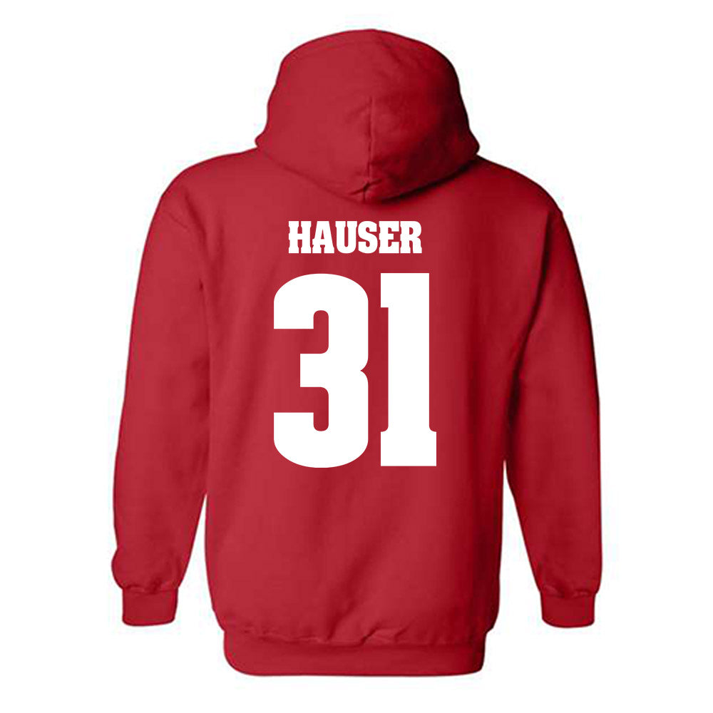 Wisconsin - NCAA Men's Ice Hockey : Daniel Hauser - Classic Shersey Hooded Sweatshirt-1