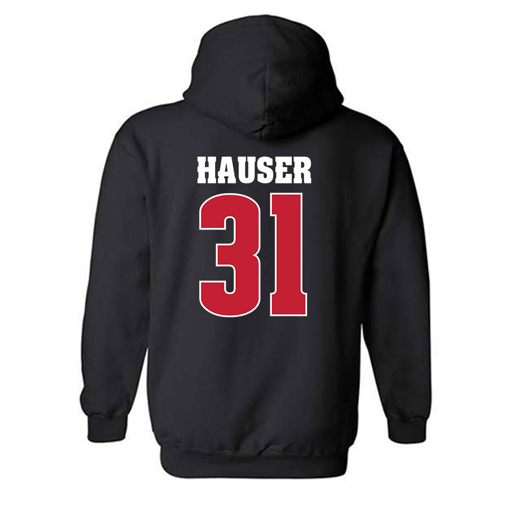 Wisconsin - NCAA Men's Ice Hockey : Daniel Hauser - Classic Shersey Hooded Sweatshirt-1