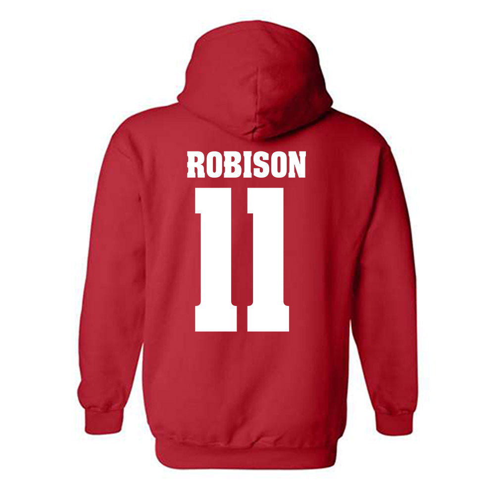 Wisconsin - NCAA Men's Basketball : Jack Robison - Sports Shersey Hooded Sweatshirt-1