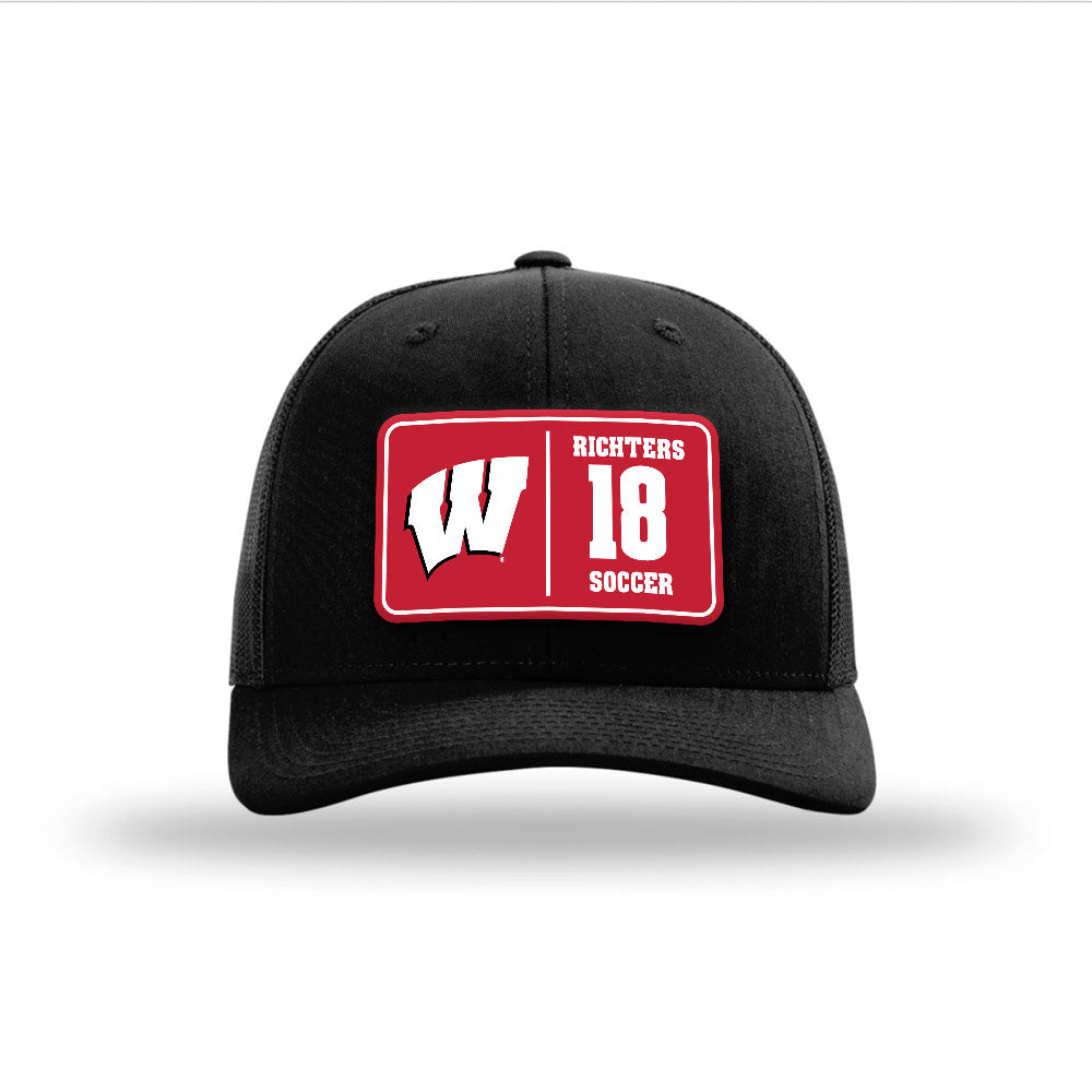 Wisconsin - NCAA Women's Soccer : Maia Richters - Suede Patch Snapback Trucker Hat-0