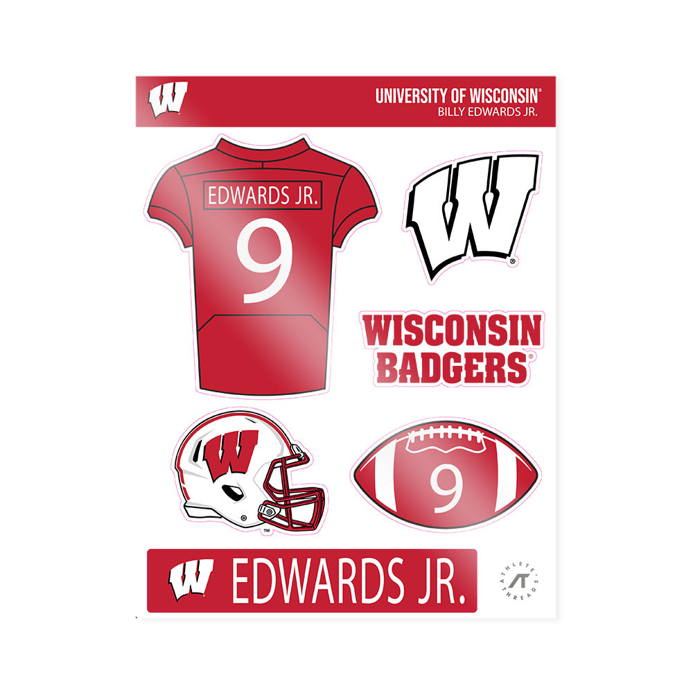 Wisconsin - NCAA Football : Billy Edwards Jr. - Sticker Sheet-0