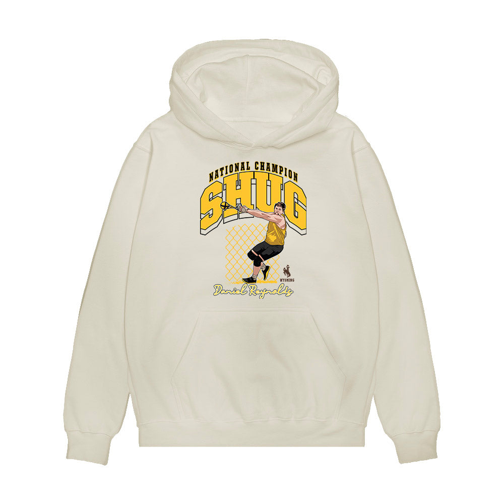 Wyoming - NCAA Men's Track & Field : Daniel Reynolds - Caricature Premium Hooded Sweatshirt-0