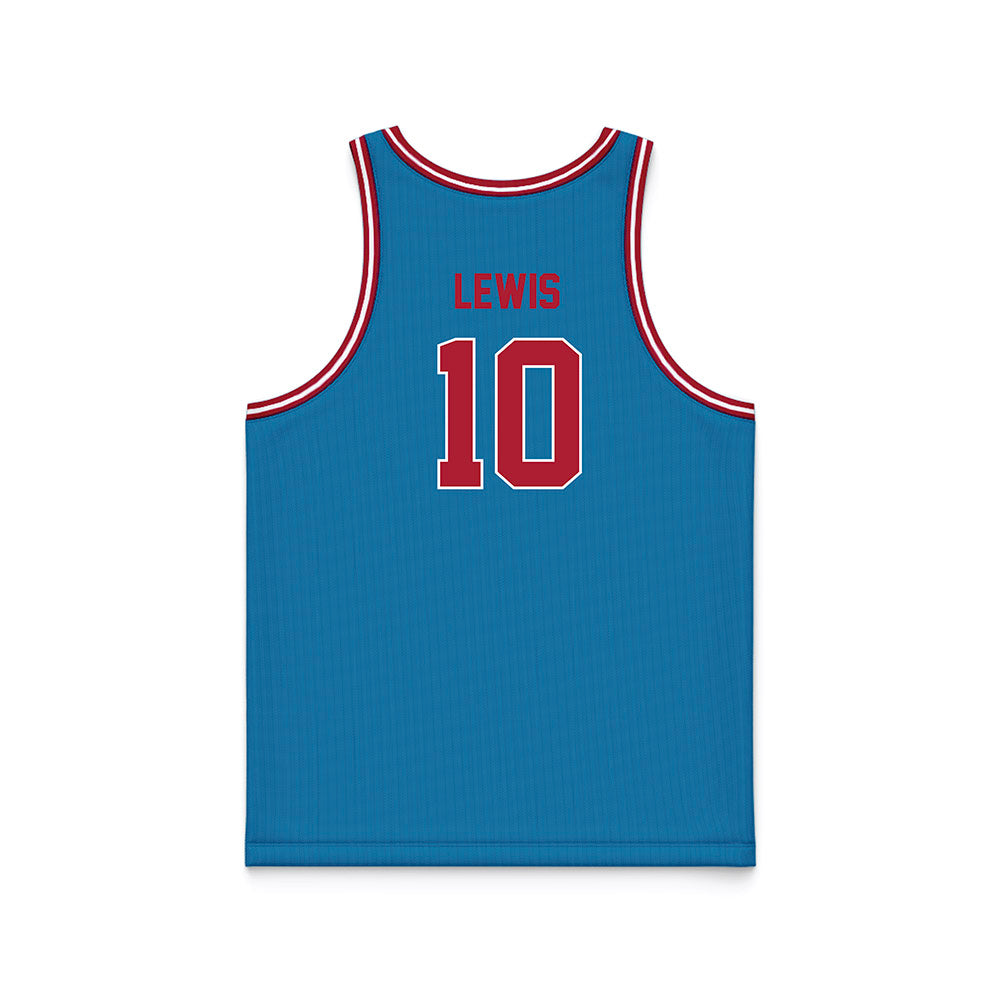 LMU - NCAA Men's Basketball : Lamaj Lewis - Blue Basketball Jersey-1