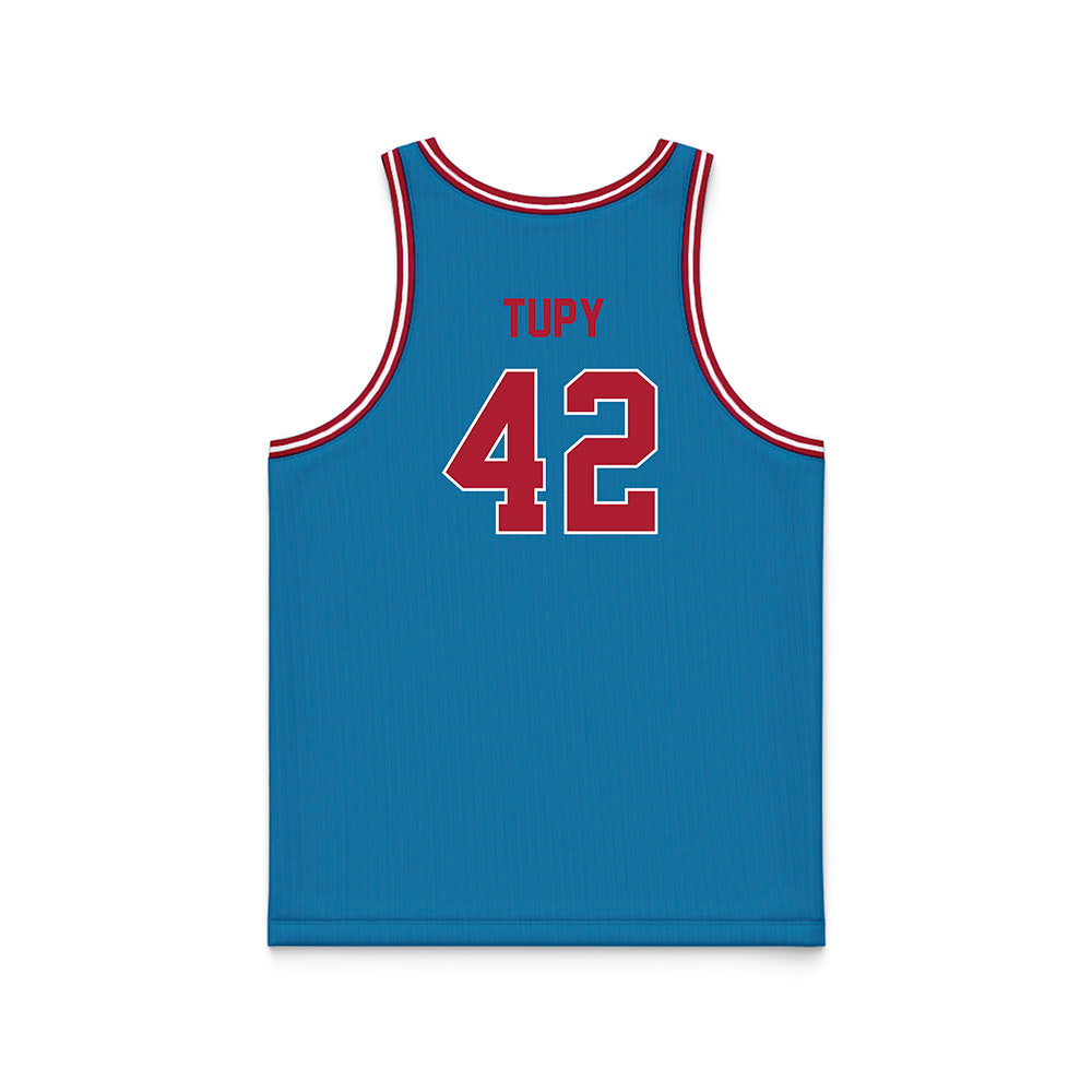 LMU - NCAA Men's Basketball : George Tupy - Blue Basketball Jersey-1