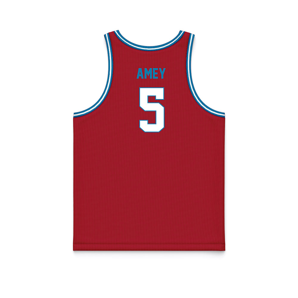 LMU - NCAA Men's Basketball : Mj Amey - Red Basketball Jersey-1
